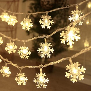 3m battery operated LED light chain with 20 snowflakes light warm white