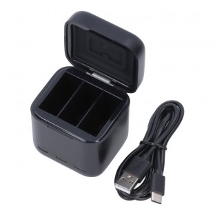 GoPro Hero 9 3-Channel Chargeur de batterie avec câble de type C Noir