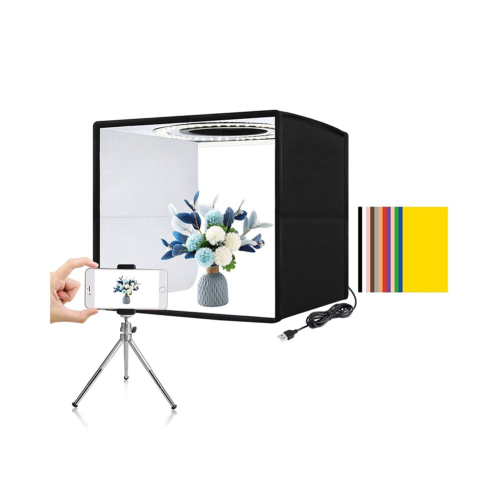 boîte de studio photo portable 40*40cm avec 144 LED et 6 décors