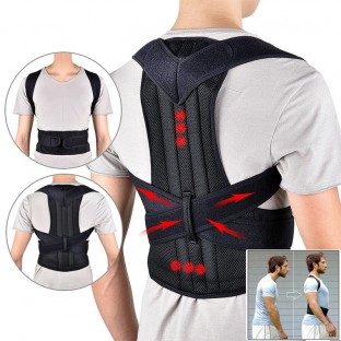 Correttore di postura regolabile per la schiena e le spalle Nero M Taglia 38*78cm