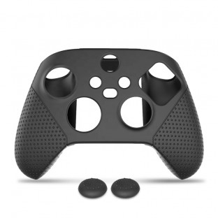 Housse de protection en silicone avec deux capuchons de joystick pour manette Xbox Series X Noir