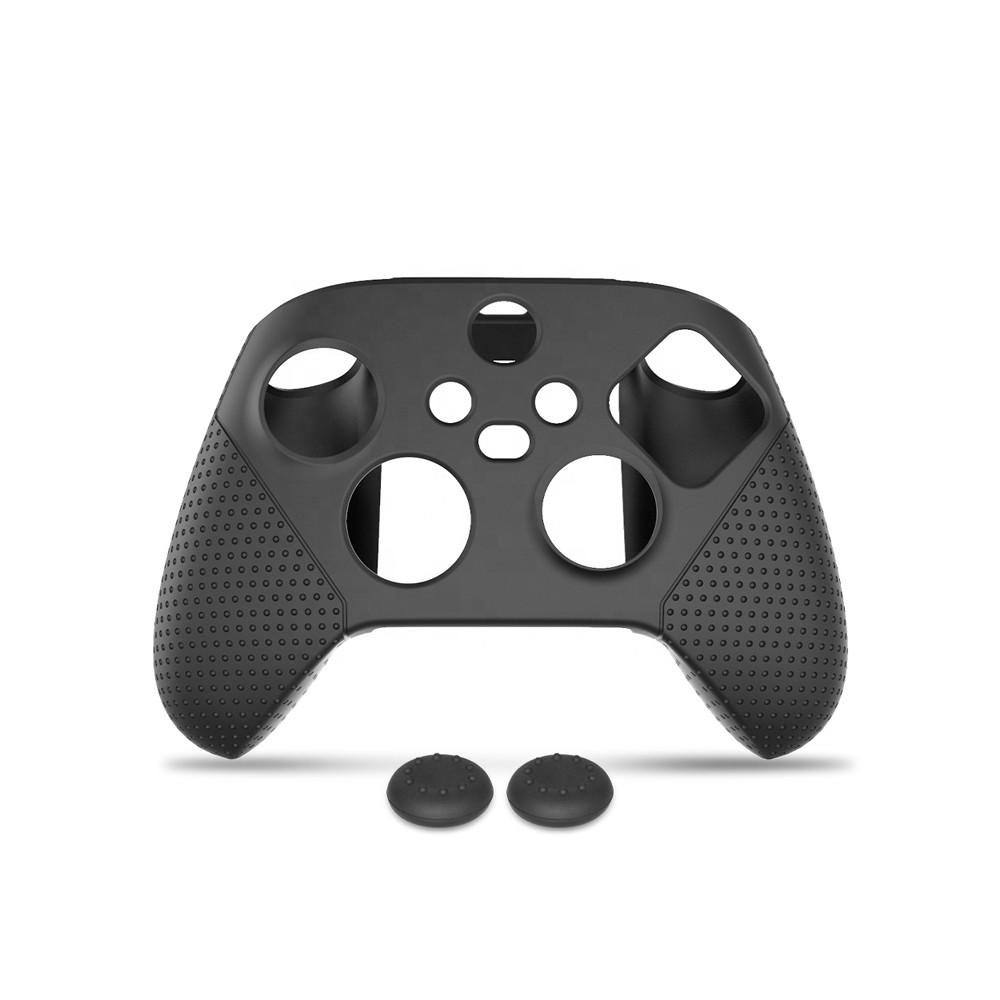 Silikon-Schutzhülle mit zwei Joystick-Kappen für Xbox Series X Controller Schwarz