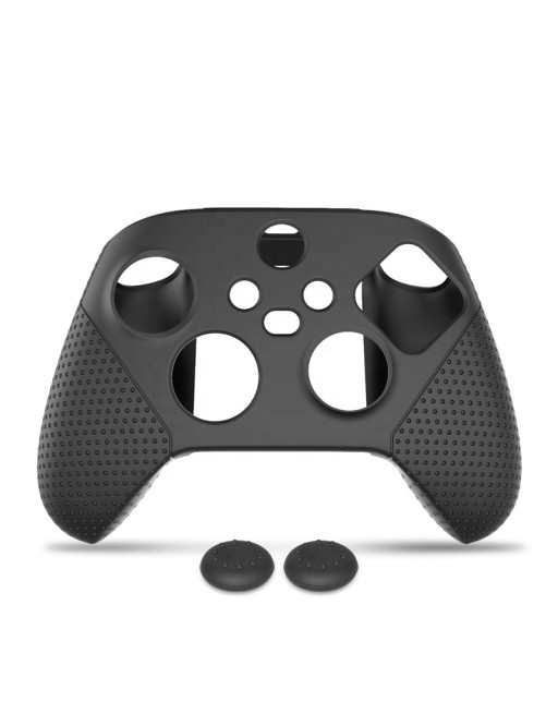Housse de protection en silicone avec deux capuchons de joystick pour manette Xbox Series X Noir