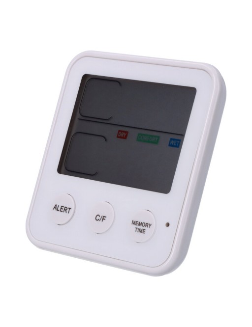Misuratore di temperatura e umidità per interni con display digitale bianco
