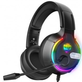 Gaming Headset mit Mikrofon & einstellbarem RGB Licht Schwarz