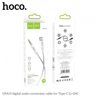 HOCO 1M Câble de conversion numérique audio 3.5mm AUX vers type-C argenté