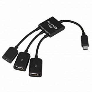 3 in 1 Micro USB (Stecker) auf Dual USB 2.0 (Buchse) / Micro USB (Buchse) Host OTG Adapterkabel