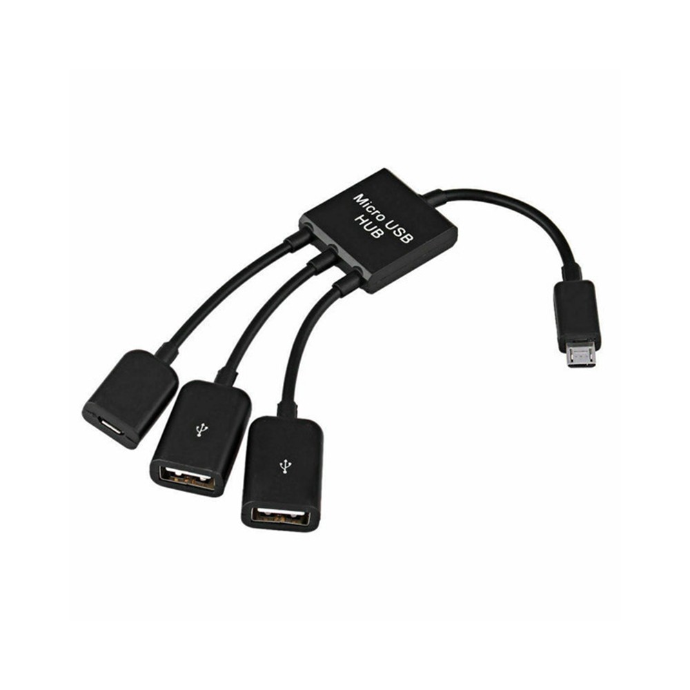 3 in 1 Micro USB (maschio) a doppio USB 2.0 (femmina) / Micro USB (femmina) Cavo adattatore OTG host