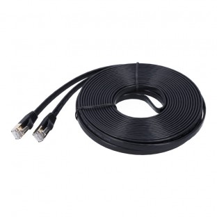 Flaches 10-Gigabit Ethernet LAN Kabel 10m CAT-7 schwarz