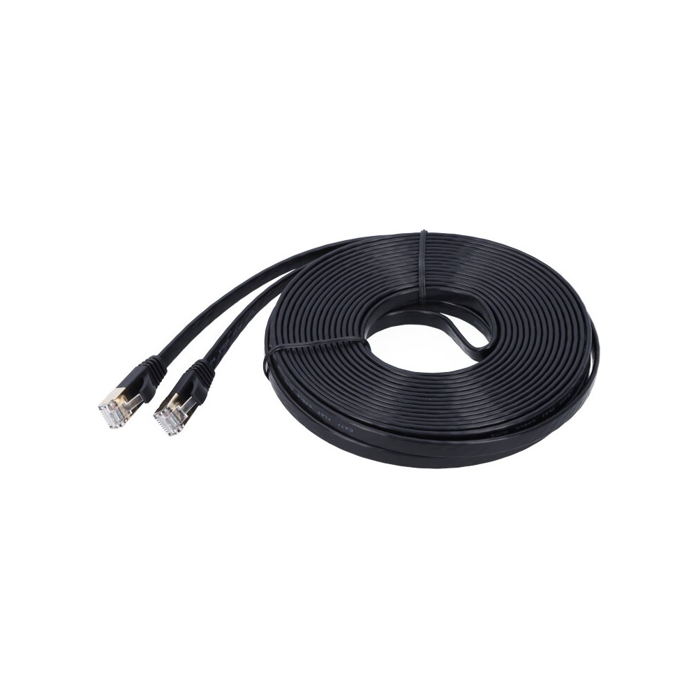Flaches 10-Gigabit Ethernet LAN Kabel 10m CAT-7 schwarz