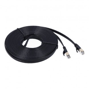Flat 10 Gigabit Ethernet LAN Cable 10m CAT-7 black
