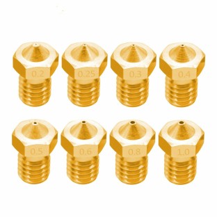 set of 8 3D printer 0.5mm brass nozzles with M6 thread