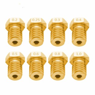 set of 8 3D printer 0.5mm brass nozzles with M6 thread