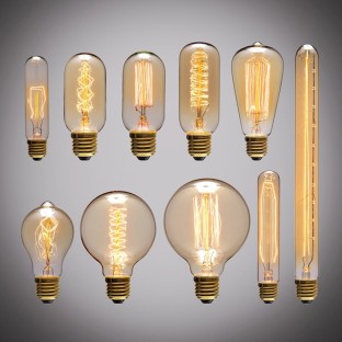 E27 40W Retro Edison Light Bulb Filament Vintage Ampoule Incandescent Bulb, AC 220V(T185 Filament)