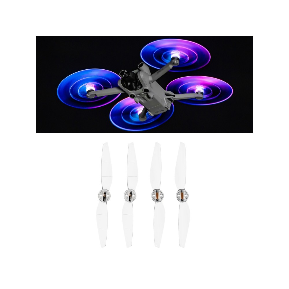 For DJI Mavic Mini 3 Pro STARTRC 2 Pairs Color LED Flash Lamp Low Noise Propellers (Transparent)