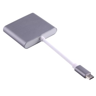 USB-C / Type-C 3.1 Male to USB-C / Type-C 3.1 Female & HDMI Female & USB 3.0 Female Adapter(Grey)