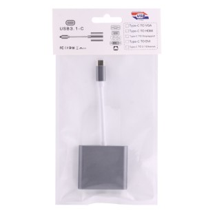 USB-C / Type-C 3.1 Male to USB-C / Type-C 3.1 Female & HDMI Female & USB 3.0 Female Adapter(Grey)