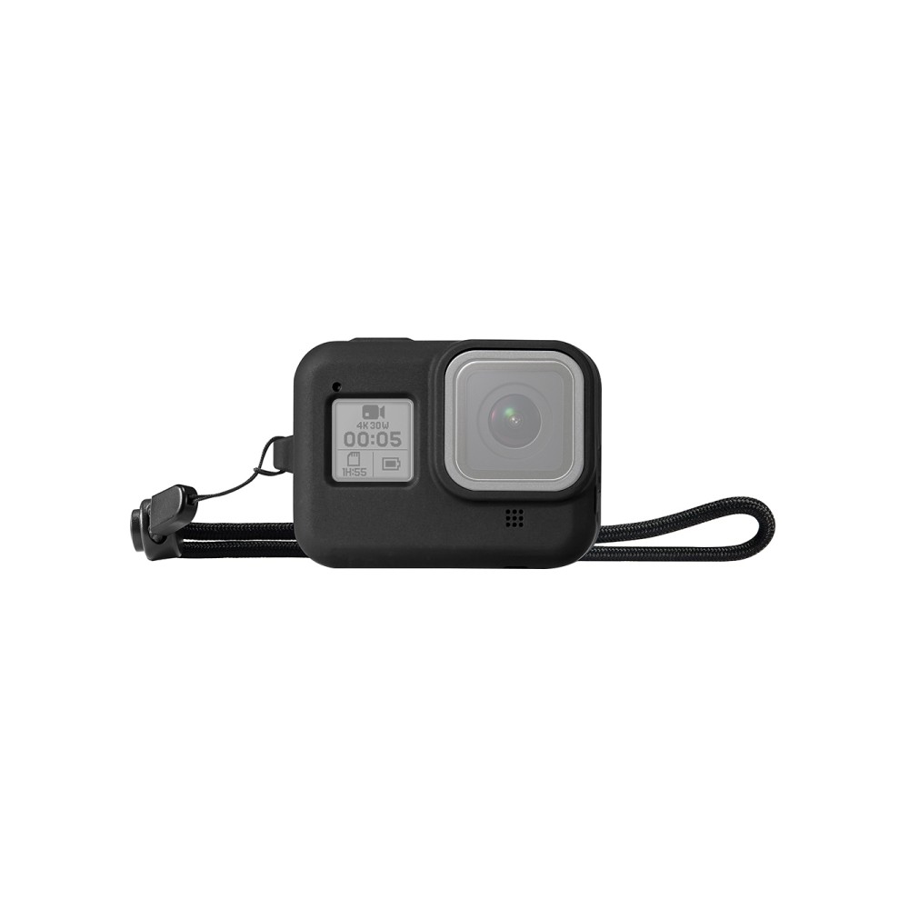PULUZ Silicone Protective Case Cover with Wrist Strap for GoPro HERO8 Black(Black)