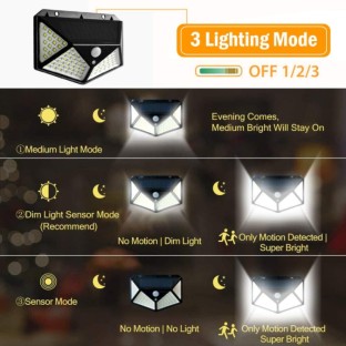 1 PCS  100 LEDs Outdoor Patio Solar Induction Wall Light Adjustable Balcony Garden Lighting Small Street Light