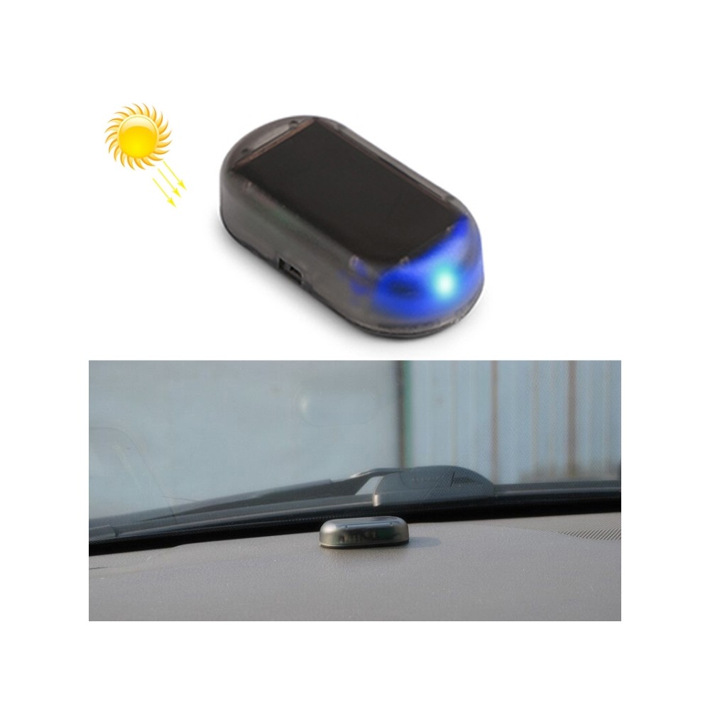 LQ-S10 Car Solar Power Simulated Dummy Alarm Warning Anti-Theft LED Flashing Security Light Fake Lamp(Blue Light)