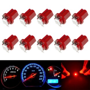 10 PCS T8.5 5050 Led 1 SMD Car Gauge Dash Bulb Dashboard Instrument Light Wedge Interior Lamp(Red)