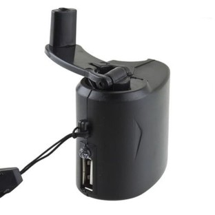Outdoor Emergency Portable Hand Power Dynamo Hand Crank USB Charging Charger(Black)