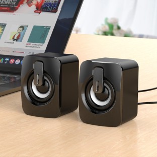 A2 USB 2.0 Wire-controlled Non-luminous Mobile Phone Computer Mini Desktop Speaker(Black)