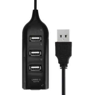 4 Ports USB 2.0 HUB, Cable Length: 30cm(Black)