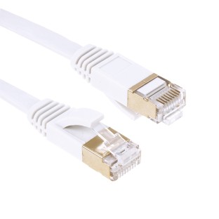 20M Cat.7 RJ45 Ethernet Câble plat Patch mâle à mâle Blanc