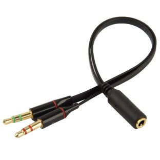 3.5mm Jack to 3.5mm Microphone & Headphone Plug Adapter Cable Black