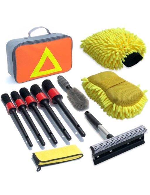 11 in 1 set with soft detail brush and waterproof car wash gloves