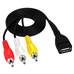 Câble répartiteur USB femelle vers 3 x RCA mâle audio vidéo 1,5 mètre