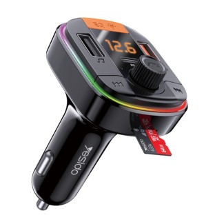 Chargeur de voiture USB Bluetooth Digital Display FM Noir
