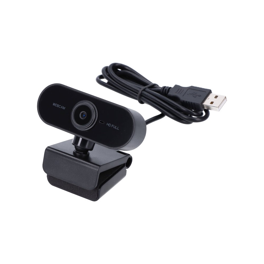 webcam USB 1080P HD con microfono ruotabile nero