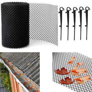 Gutter protection plastic 18cm x 8m with 15 fixing clips