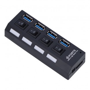 4 Ports Fast Speed USB 3.0 HUB with On/Off Switch EU Adapter