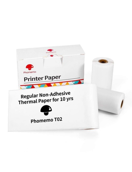 3 rotoli di carta termica per Phomemo T02 53mm x 6,5m nero su bianco