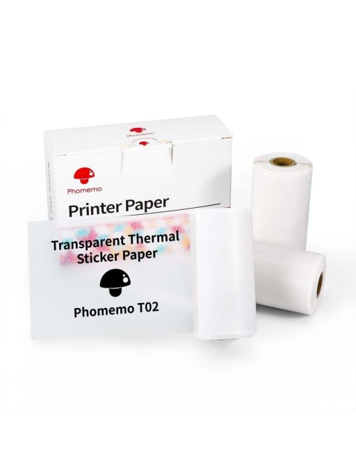 3 rotoli di carta termica adesiva per Phomemo T02 50mm x 3,5m nero su bianco