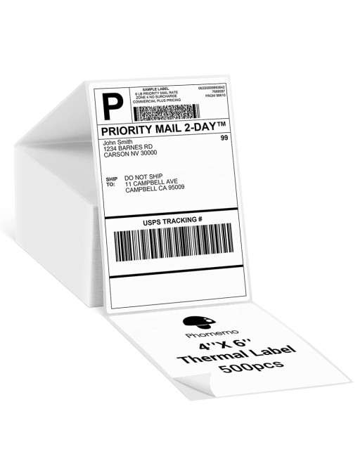 500 pz. 4" × 6" adesivi piegati in carta termica per etichette di spedizione