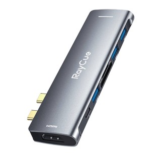 RayCue 7in2 Hub 2x USB-C a Thunderbolt 3 e 3x USB-A + SD/TF e HDMI