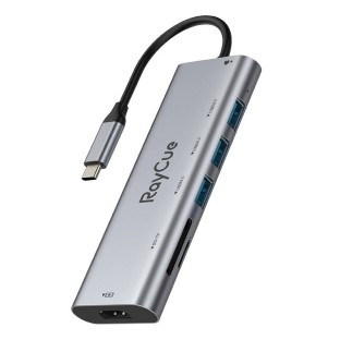 RayCue Hub 7in1 USB-C vers 3x USB-A 3.0 + SD/TF + HDMI + PD 3.0 100W