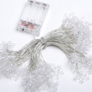 3m battery operated LED light chain with 20 snowflakes light rainbow colors
